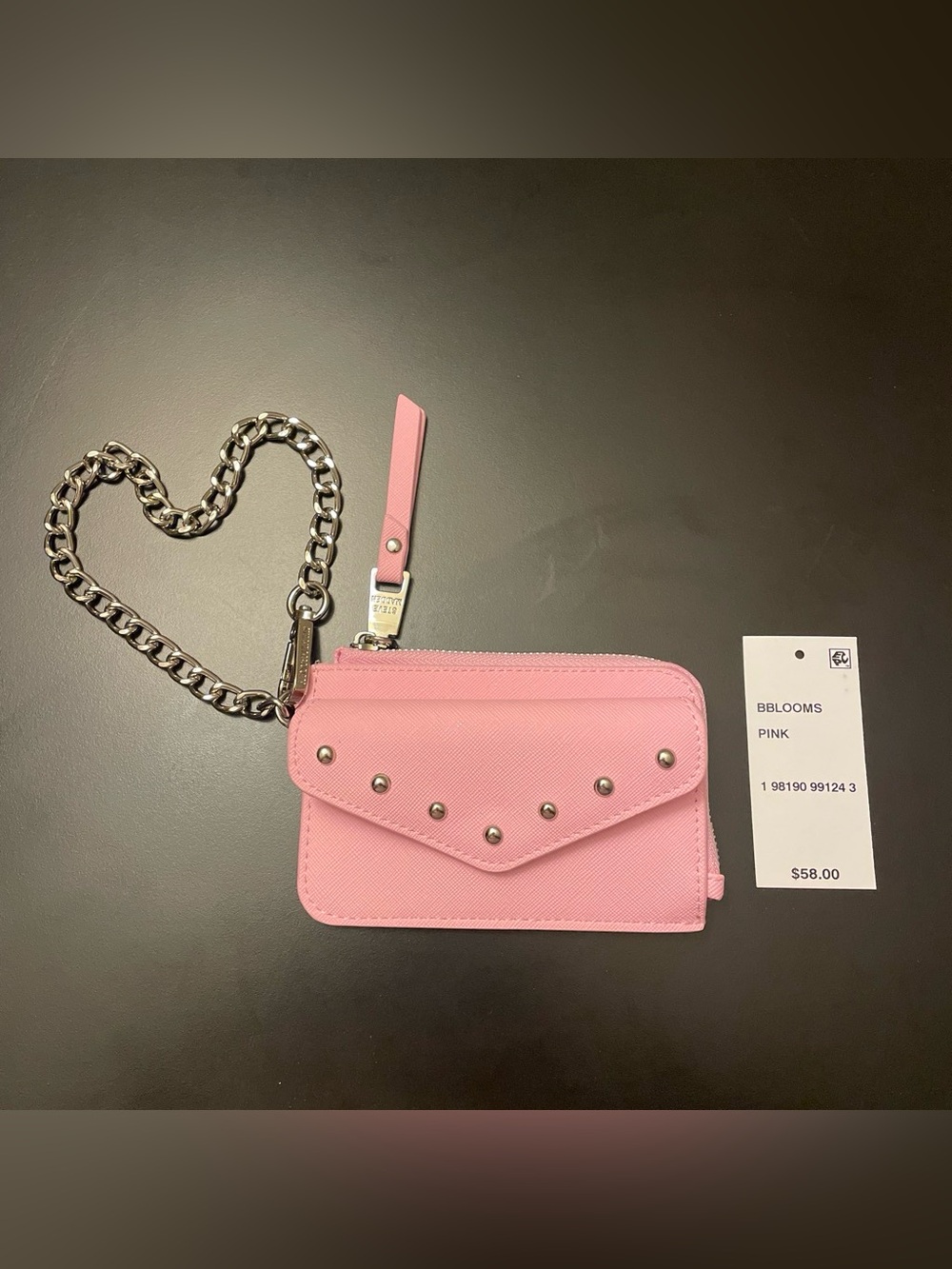 Steve Madden Pink Cardholder with Silver Chain